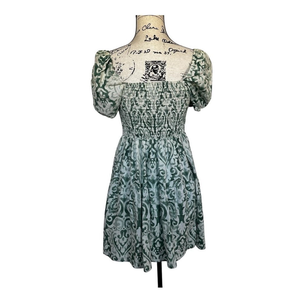 Revolve House of Harlow 1960 Green and White Boho Cottagecore Mini Dress Size S - Picture 4 of 8